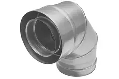 Concentrische diameter 100 - 150 mm bocht 90 gr I316L/I304 (D0,5/0,6) (incl. afdichtingsrubbers binnenbuis)