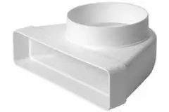 Rechthoekige kunststof verticale 90° bocht Ø125mm - 220x90mm KLD29-125