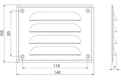 Metalen ventilatierooster vierkant 140x105 mm bruin - MR14105B