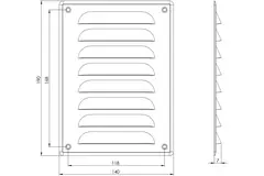 Metalen ventilatierooster vierkant 140x190 mm zwart - MR1419M - RAL9005