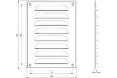 Metalen ventilatierooster vierkant 140x190 mm zwart - MR1419M - RAL9005