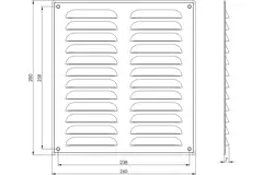 Metalen ventilatierooster vierkant 260x280 mm zwart - MR2628M - RAL9005