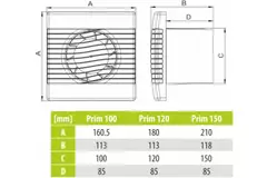 Badkamer ventilator met Vochtsensor en Timer Ø 100 mm wit - pRim100HS