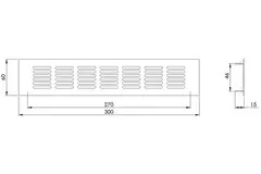 Plintrooster aluminium - wit L=300mm x H=60mm - RA630