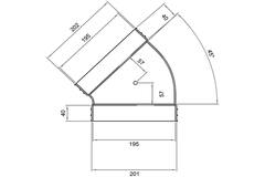 Wavin Ventiza bocht 45 graden PVC ovaal 195x80 mm horizontaal M/M