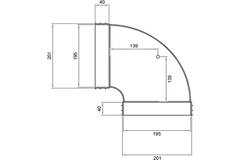 Wavin Ventiza bocht 90 graden PVC ovaal 195x80 mm horizontaal M/M