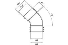 Wavin Ventiza bocht 45 graden PVC ovaal 235x80 mm verticaal M/M