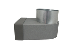 Thermoduct lepe hoekstuk enkel symetrisch 220x80 mm naar diameter 150 mm