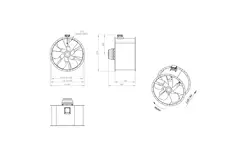 Axiaal 1120 mm kanaalventilator rookgas F300- AL 1120 D6 F3 05 CFG