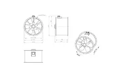 Axiaal 900 mm kanaalventilator rookgas F300- AL 900 D84U F3 01 CFG