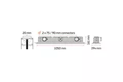 Ergovent instucbaar frameloos lijnrooster 1050 mm met aansluitdiameter 90 mm - modulair - 1 sleuf