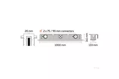 Ergovent instucbaar frameloos lijnrooster 1000 mm met aansluitdiameter 90 mm - standaard
