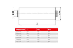 Spiro-SAFE premium geluiddemper diameter 355 mm - lengte 1200 mm met kern (100 mm isolatie) zonder steekverbindingen