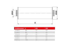 Spiro-SAFE geluiddemper diameter 125 mm - lengte 900 mm (50 mm isolatie)