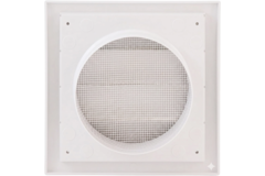 Lamellenrooster overdruk ventilatierooster 150x150 diameter: 100 wit - ND10Z