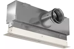 Lijnrooster aluminium met 1 instelbaar patroonblad – 500 mm – RAL 9010 + geïsoleerd plenum met luchtdebietregelklep