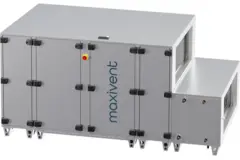 Maxivent WTW luchtbehandelingkasten met tegenstroomwisselaar 4200 m3/h met warmwaterbatterij en koudwaterbatterij horizontaal links - PHE 4200 H WKJL T 01