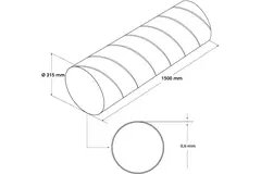 Spirobuis Ø 315mm lengte 1,5 meter - Gegalvaniseerd