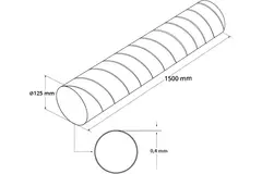 Conduit rigide galvanisé Ø 125 mm longueur 1,5 mètre - galvanisé