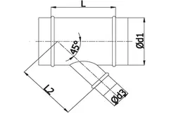 T-stuk Ø 200mm - Ø 100mm voor spirobuis (45°)