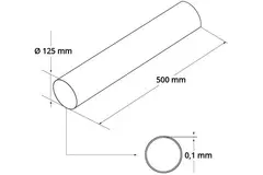 Ronde kunststof ventilatiebuis Ø125mm L=0,5 meter A125-0.5