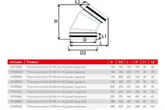 Thermoduct 13mm bocht diameter 355 mm 45 graden geisoleerd