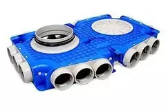 Vent-Axia Uniflexplus samengestelde verdeler 18 x Ø69mm zijaansluiting met tuit Ø180mm