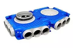 Vent-Axia Uniflexplus subverdeelbox 18 x Ø69mm zijaansluiting met tuit Ø160mm