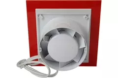 Air Roxy badkamerventilator met aansluitdiameter 100 mm met trekkoord en stekker - kunststof front rood