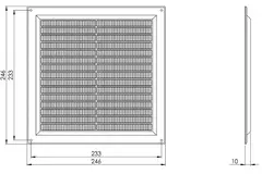 Ventilatierooster vierkant met grill 250x250 mm bruin - VR2525B