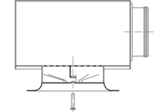 Wervelrooster met diffusorring, centrale schroefbevestiging Ø 250mm en geïsoleerd plenum met zijaansluiting Ø 200mm